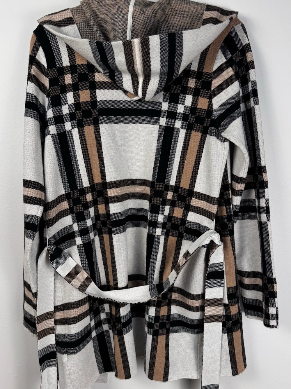 Christian Siriano Plaid Hooded Wrap Cardigan Sweater M - Picture 13 of 15